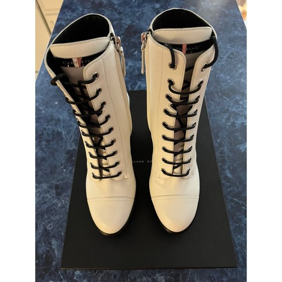 Giuseppe Zanotti Gintonic Leather Platform Booties White Women’s Size 8 - Picture 1 of 9